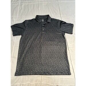 Deolax Polo Golf Shirt Stretch Black With Pattern Wicking Performance